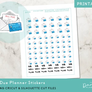 Bill Due Aufkleber druckbare, Rechnungen Planner Aufkleber, handgezeichnete Bill Due druckbare Planner Aufkleber