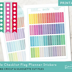 Circle Checklist Flag Stickers Printable, Pastel & Bright Checklist Planner Stickers, Printable Checklist Planner Stickers