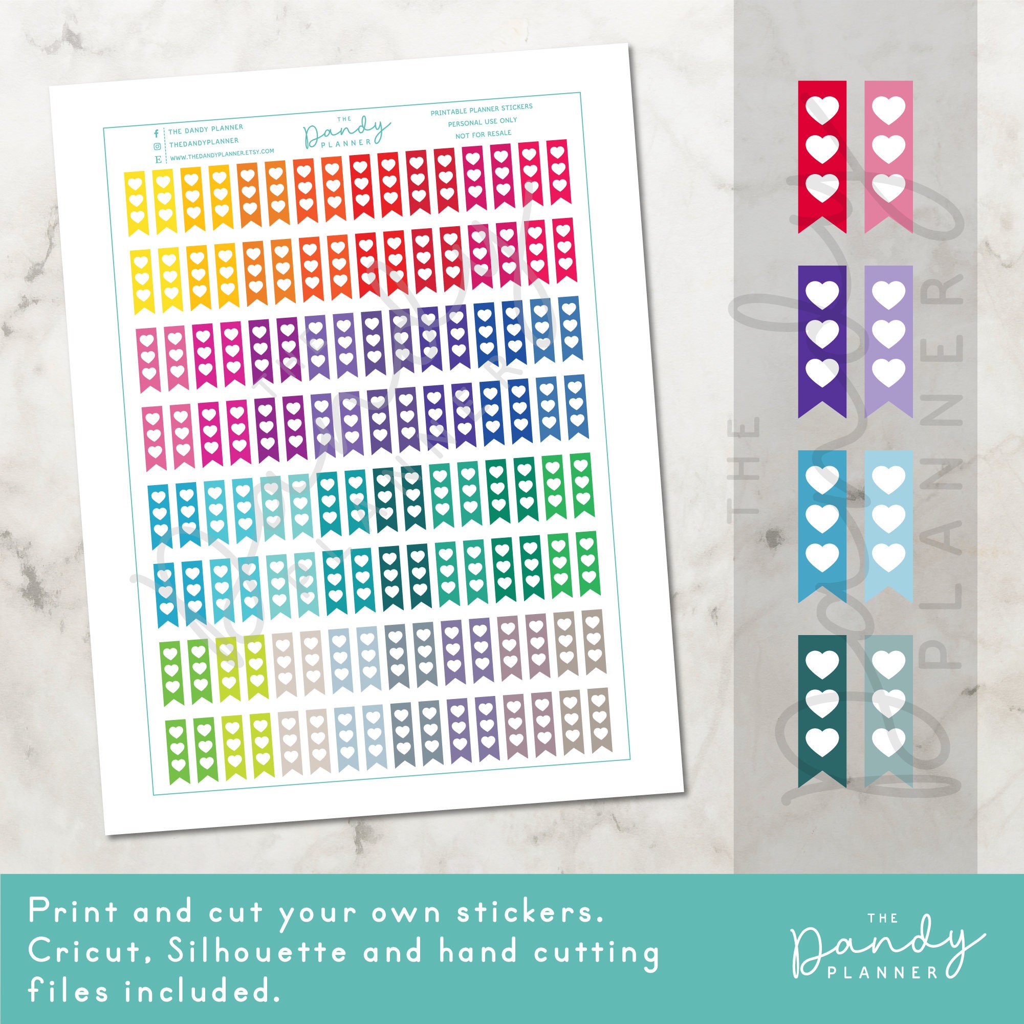 Mini Heart Checklist Flag Stickers: Pastel & Bright Planner Stickers ...