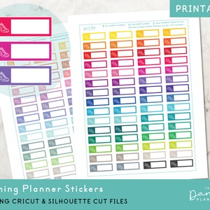 Step Tracker Planner Stickers afdrukbaar, hardloopplanningstickers, DIY afdrukbare stickers, handgesneden en machinaal gesneden hardloopsticker