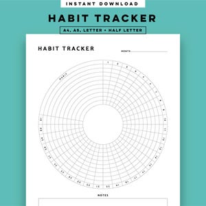 Habit Tracker afdrukbaar, Daily Habits Tracker Organizer planner invoegsels A5, A4, halve letter en brief pdf-sjabloon voor directe download