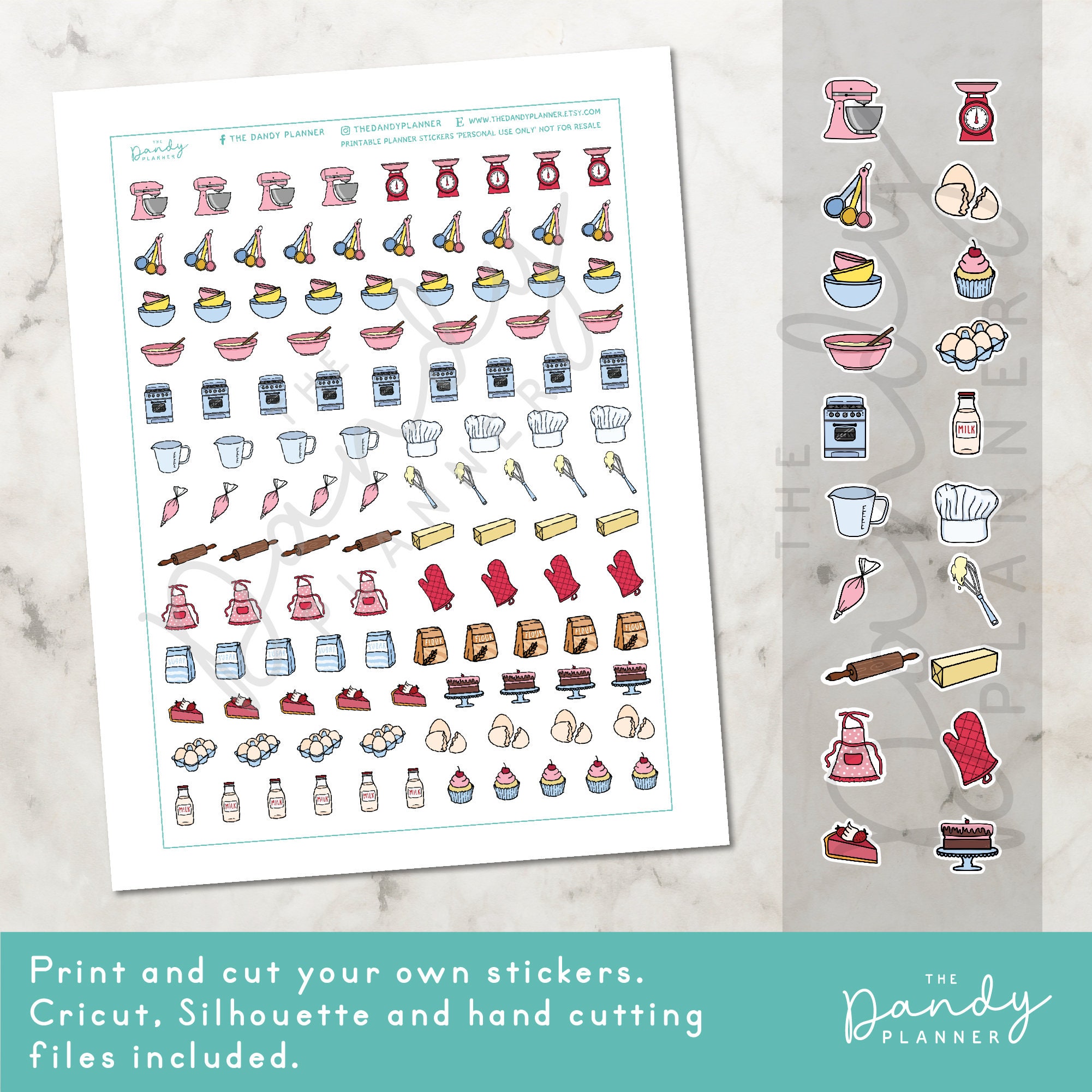 Doodle Baking Planner Stickers Printable, to Bake Planning Stickers ...