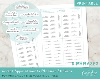 Pegatinas para agenda de citas: archivos imprimibles en PDF, PNG, Cricut y Silhouette