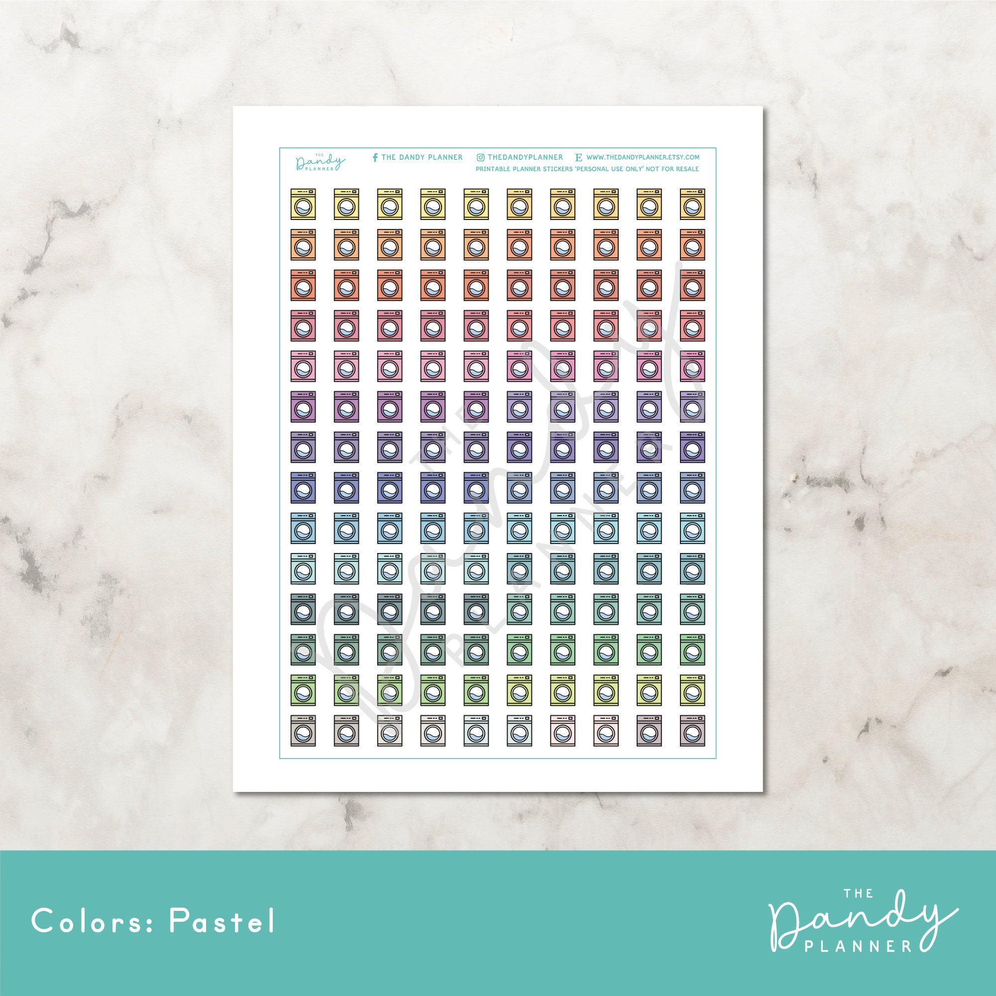Laundry Icon Planner Stickers Printable, Washing Machine Icons Planning ...