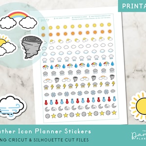 Doodle Wetter Planner Aufkleber, Wetter Planer Aufkleber, druckbare Wetter Aufkleber, DIY Wetter Aufkleber