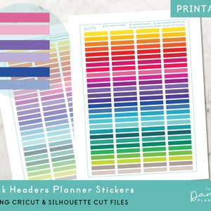 Blank Header Sticker druckbar, Pastell & helle Header Sticker, druckbare Blank Header Sticker