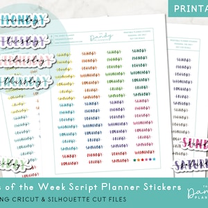 Days of the Week Stickers, Weekday Stickers, Planner Stickers, Happy  Planner Stickers, Erin Condren Stickers, Hand Lettering Stickers, 183 