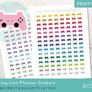 Puede incluir: Pegatinas imprimibles para planificadores con una variedad de iconos de mandos de juego arcoíris. Las pegatinas son perfectas para añadir un toque divertido y juguetón a tu planificador.