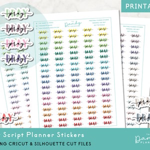 Autocollants de planificateur de script de prière imprimables, autocollants de planificateur de prières quotidiennes Rainbow Script, autocollants de planificateur imprimables