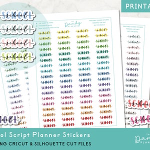 Schule Skript Aufkleber druckbare, Regenbogen Skript Schule Planner Aufkleber, druckbare Planner Aufkleber