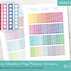 Square Checklist Flag Stickers Printable, Pastel & Bright Checklist Planner Stickers, Printable Checklist Planner Stickers