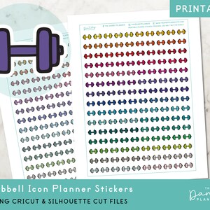 Hantel Symbol Planner Aufkleber druckbare, Gewicht Symbole Planen Aufkleber, DIY druckbare Aufkleber, von Hand geschnitten & Maschine geschnitten Gewichte heben Aufkleber