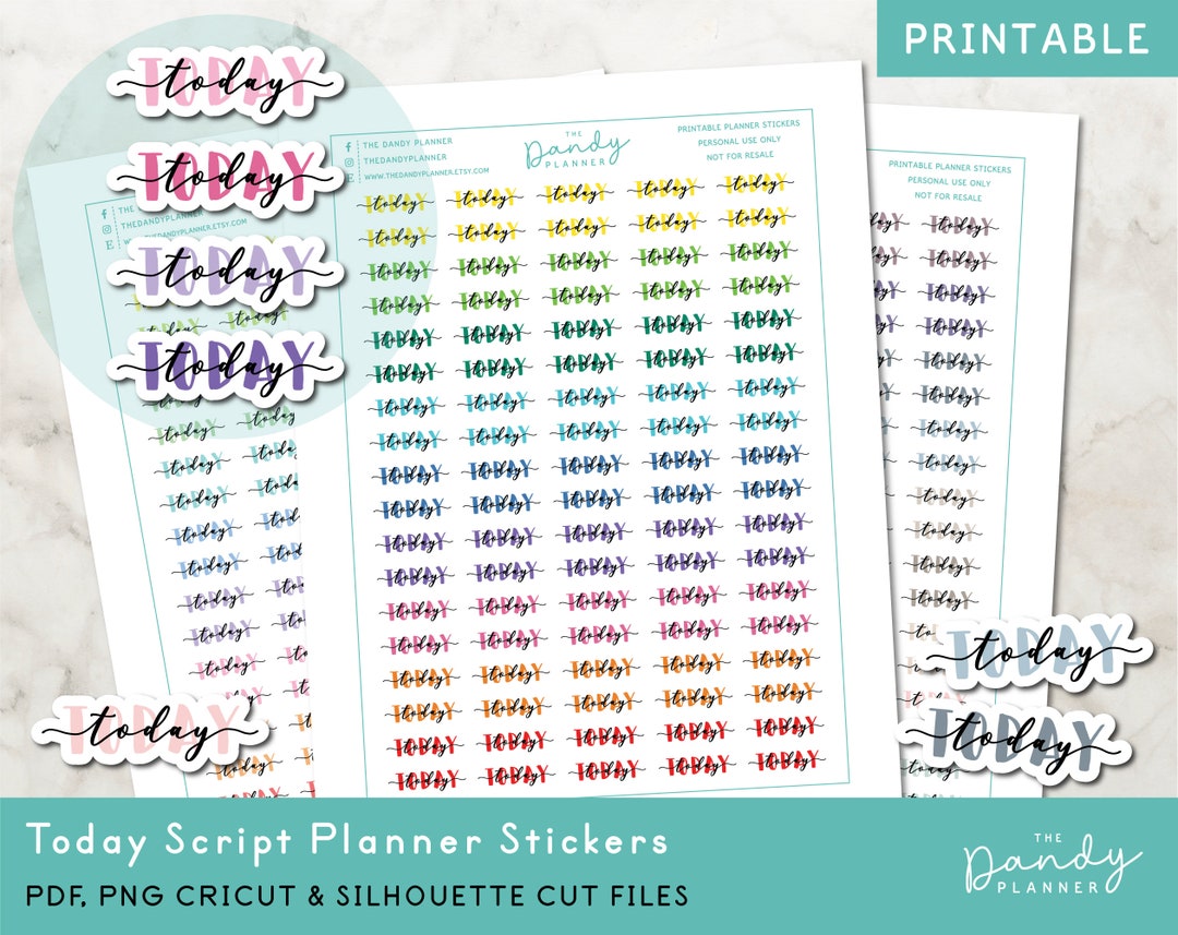 Rainbow Script 'today' Planner Stickers (digital Download) - Etsy