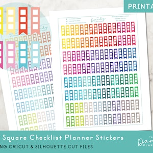 Mini Square Checklist Flag Stickers Printable, Pastel & Bright Checklist Planner Stickers, Printable Checklist Planner Stickers