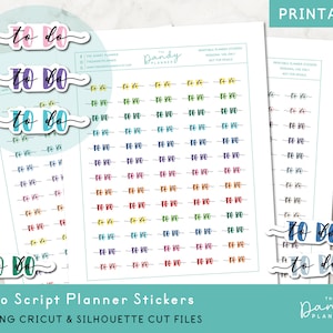To Do Script Planner Stickers Printable, Pastel Script To Do Daily Planner Stickers, Printable Planner Stickers