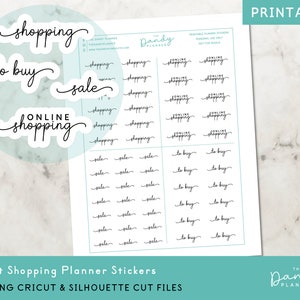Shopping Planner Stickers Printable, Script Planner Stickers, Planner Stickers PDF + CUT Files, To Buy Shopping Stickers