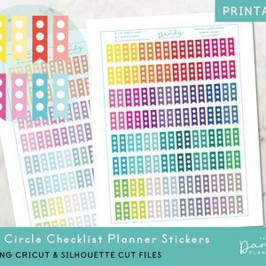 Mini Circle Checklist Flag Stickers Printable, Pastel & Bright Checklist Planner Stickers, Printable Checklist Planner Stickers