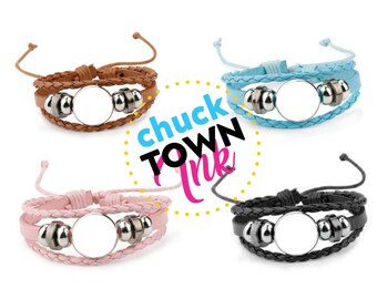 Pulsera de cuero en blanco de sublimación Customizable regalo negro marrón rosa azul