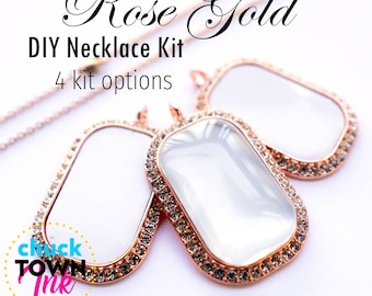 Sublimación en blanco ROSE ORO RHINEstone RECTÁNGULO perro etiqueta collar suministros al por mayor diy oro rosa ovalado