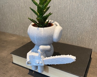 Chainsaw tree surgeon succulent planter airplant holder &quot;Wee Jimmy Chine Sa’&quot; - Ships from USA