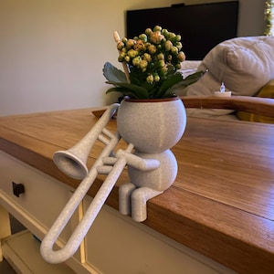 Trombone player plant pot quirky succulent planter airplant holder "Wee Jimmy the 'Bone" - Ships from Australia