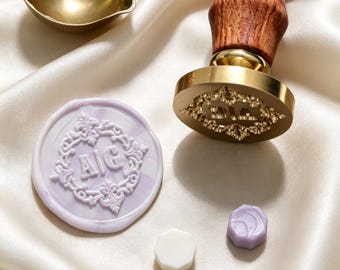 Custom Wedding Initial Wax Seal Stamp Kit , Custom Any Logo Wax Seal Stamp Set , Personalised Couples Wedding Wax Seal Stamp Kit -K96Y