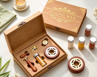 Personalized Couples Monogram Wax Seal Stamp Kit, Custom Logo Brass Wax Stamp for Wedding Invites, Envelopes & Gift, Wedding Wax Seal Kit
