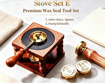 Personalized Stove Wax Seal Stamp Kit, Custom Initials Wax Seal Set for Wedding Invitation Envelopes, Custom Logo Wax Stamp Kit for Gifts