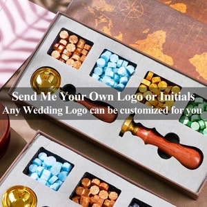 Custom Wedding Initials Wax Seal Stamp - Personalised Couples Wedding Wax Seal Stamp Kit, Personalised Initials Wax Stamp Kit for Gifts