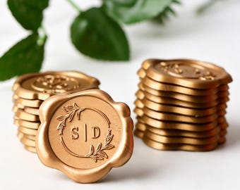 Custom Self-Adhesive Wax Seal Stickers, Personalized Handmade Initials Wax Seals Kit,  Wedding Self-Adhesive Monogram Wax Seal Kit