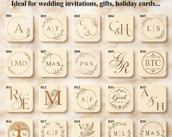 Personalized Couples Letters Wax Seal Stamp Kit, Custom Logo Brass Wax Stamp for Wedding Invites, Envelopes & Gift, Wedding Wax Seal Kit