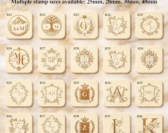Personalized Couples Initials Wax Seal Stamp Kit, Custom Logo Brass Wax Stamp for Wedding Invites, Envelopes & Gift, Wedding Wax Seal Kit