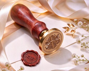 Custom Wedding Monogram Wax Seal Stamp Kit, Personalized Couple Initial & Date Sealing Stamp for Wedding Invitation Envelopes