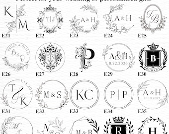 Custom Any Initial or Logo Wedding Embosser Stamp - Wedding Initials Monogram Metal Embosser Stamp, Wedding Envelop Embosser, Logo Stamp