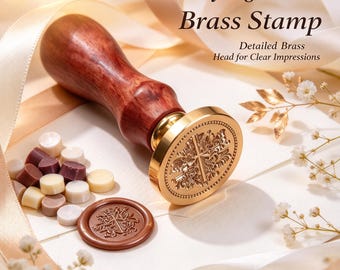 Personalized Couples Wedding Wax Seal Stamp Kit, Custom Logo Brass Wax Stamp for Wedding Invites, Envelopes & Gift, Wedding Wax Seal Kit
