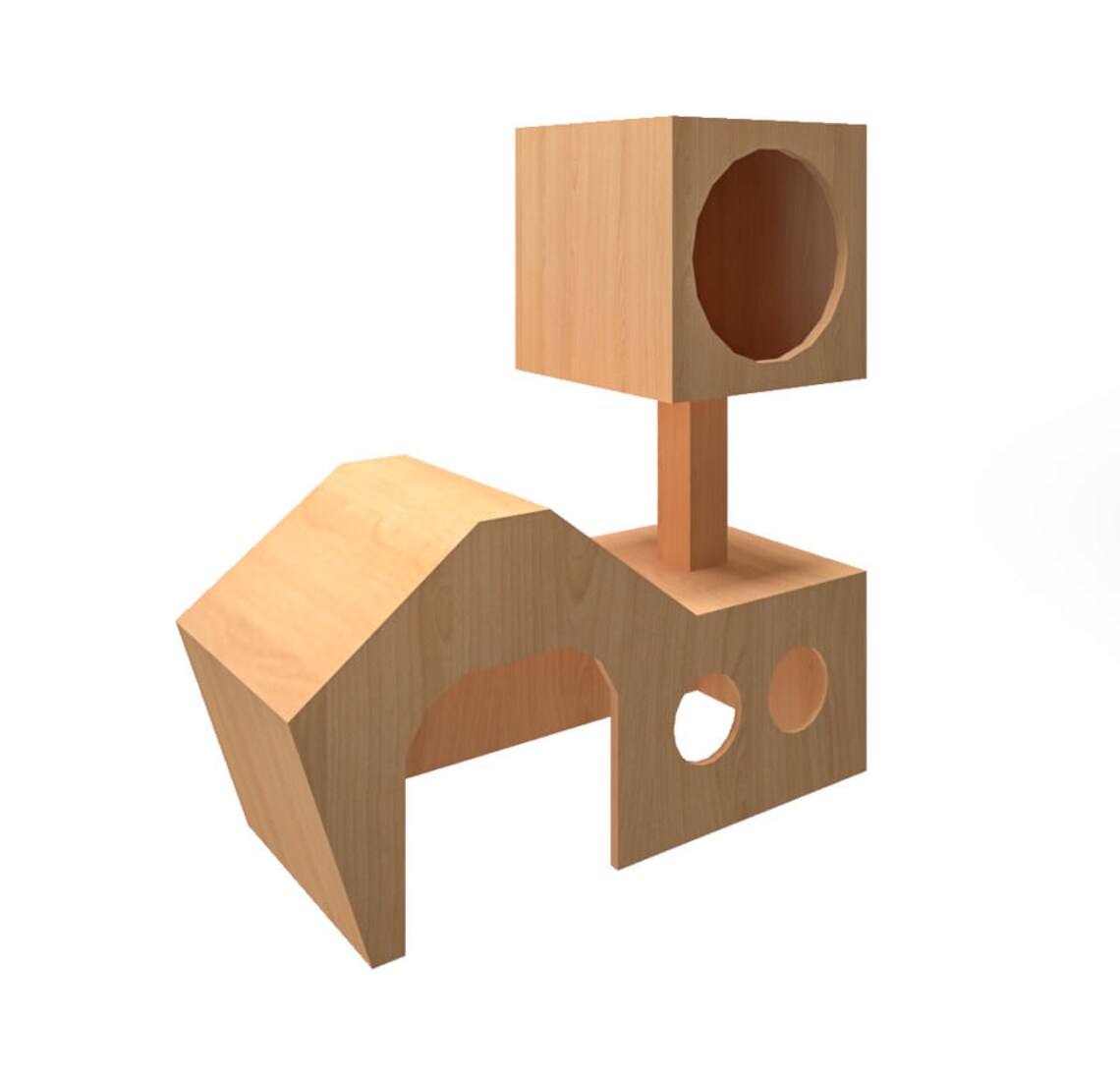 Katze zwei gestufte Haus Versteck Spielhaus Spielzeug Möbel | Etsy