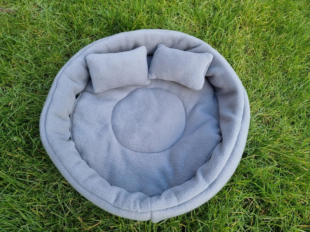Grey Fleece Cuddle Bowls for Rabbits With Two Cushion Pillows and Pee