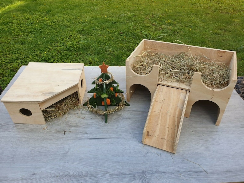 Guinea Pig Corner Play House Castle and Christmas Tree Feeder Etsy UK