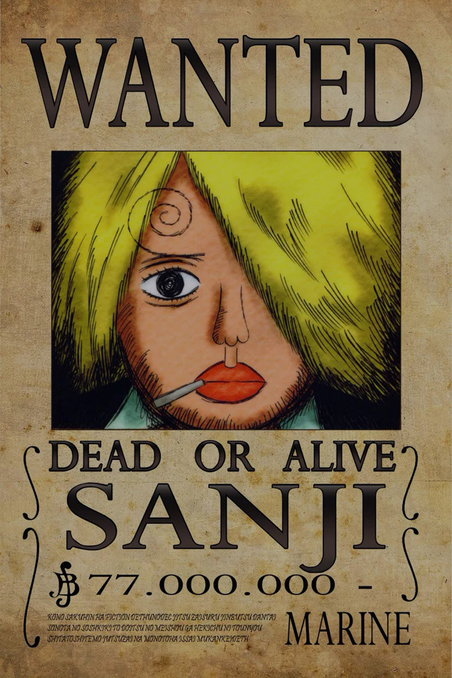 Wanted of Sanji from One Piece Print art gloss poster 17 x 24  Etsy