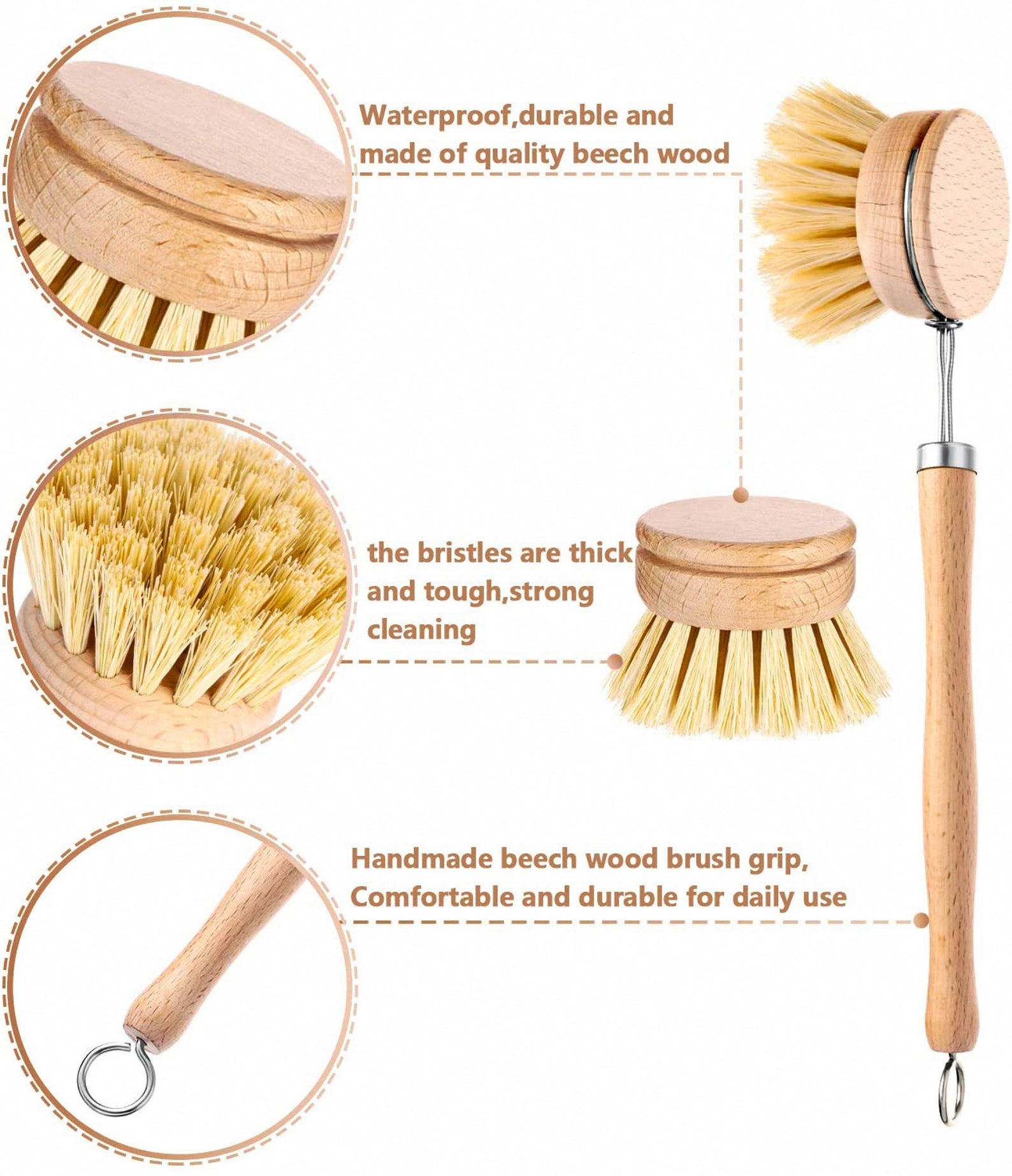 Bamboo Eco Friendly Dish Brush with 2 pcs Replaceable Etsy