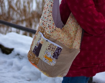 Hippie bag orange /bag/handbag/ shoulder bag/ upcycled / retro