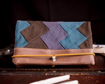 Tobacco Bag ROYAL Blue/Brown Patchwork / Tobacco Bag