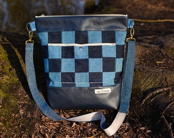 Sac à main « carreaux bleu 1 » /upcycling/sac à bandoulière/sac