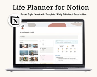 Aesthetic Notion Template, Notion Template Personal, All in One Notion Template, Notion Life Planner, Notion Dashboard, Notion Organize
