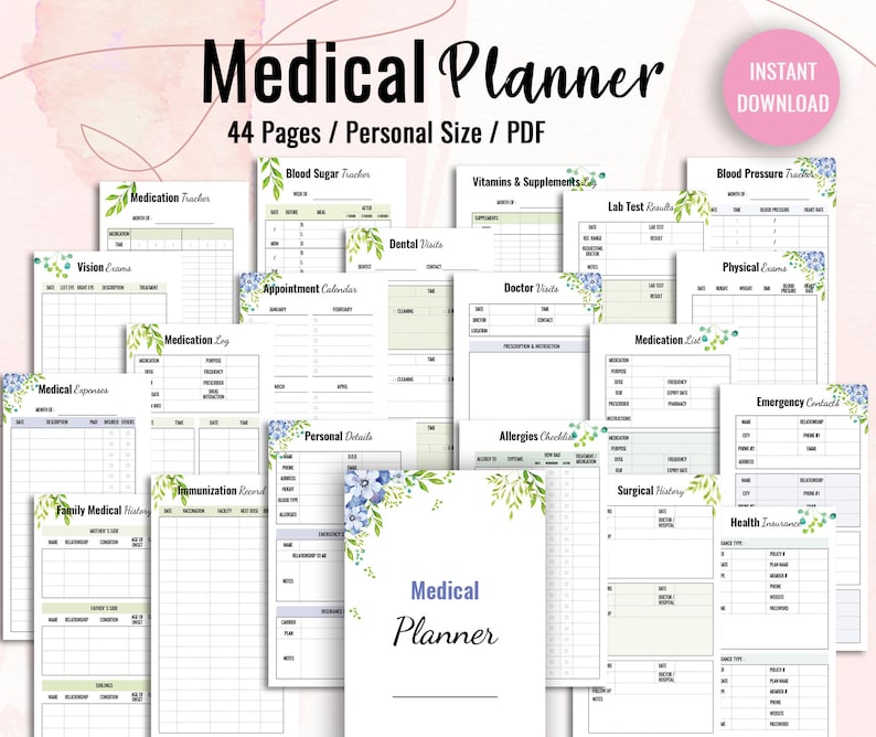 medical-planner-printable-medical-kit-healthcare-planner-etsy