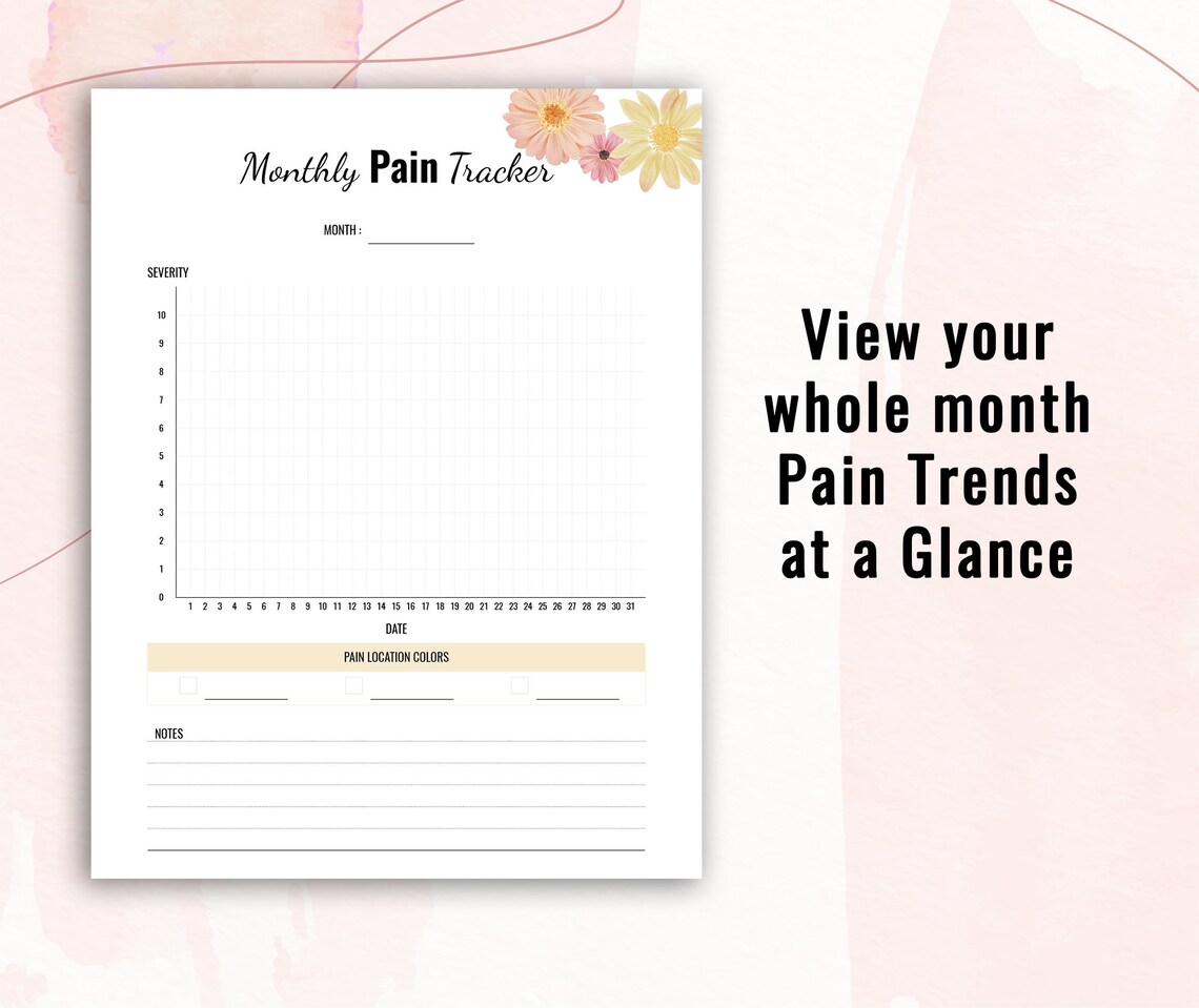 Pain Tracker Printable Pain Log Chronic Pain Tracker | Etsy