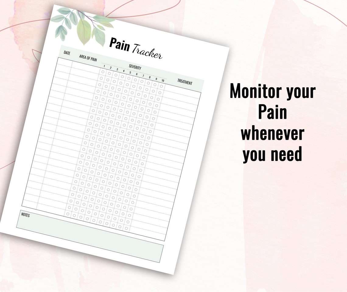 Pain Tracker Printable Pain Log Chronic Pain Tracker | Etsy