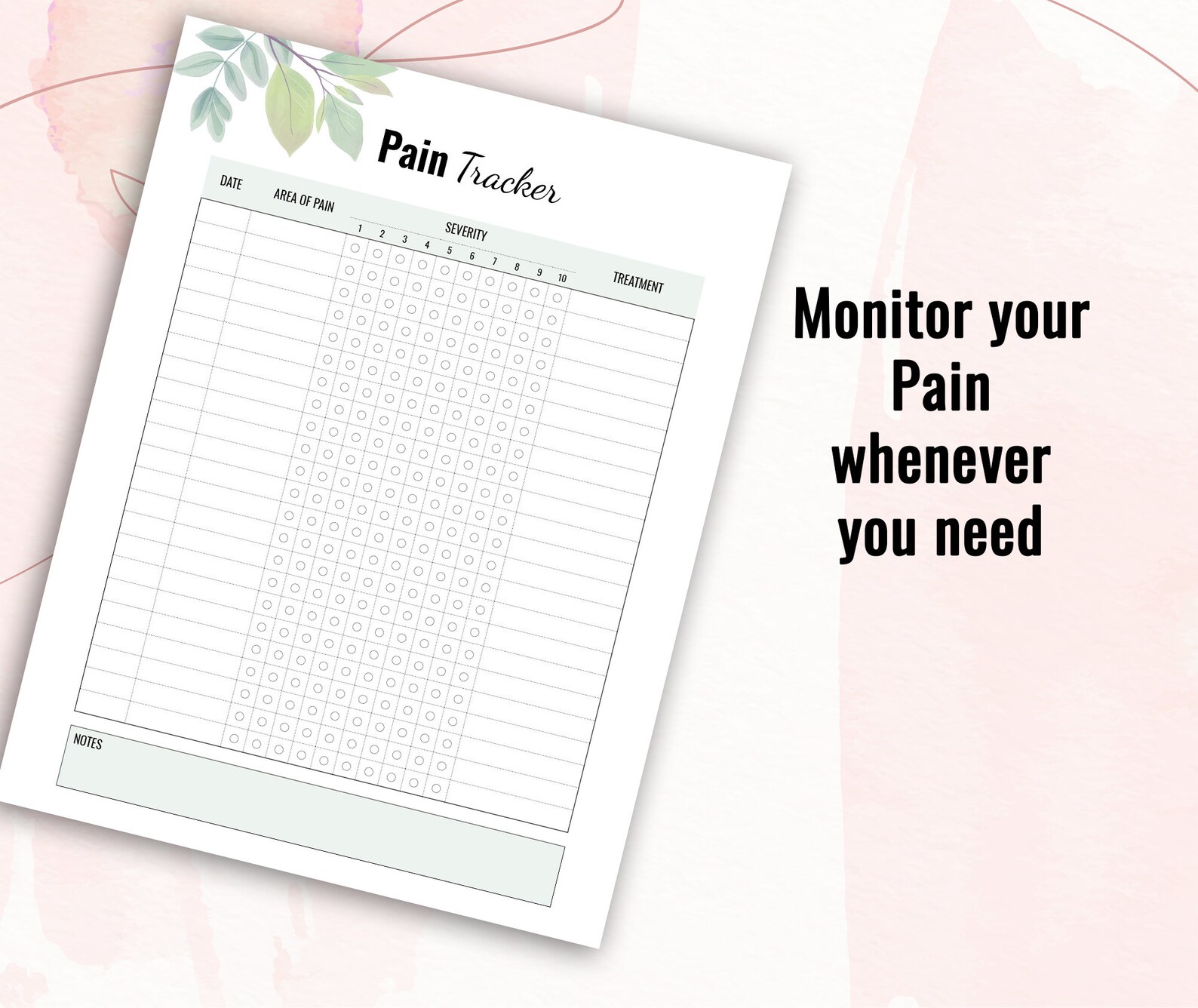 Pain Tracker Printable Pain Log Chronic Pain Tracker | Etsy