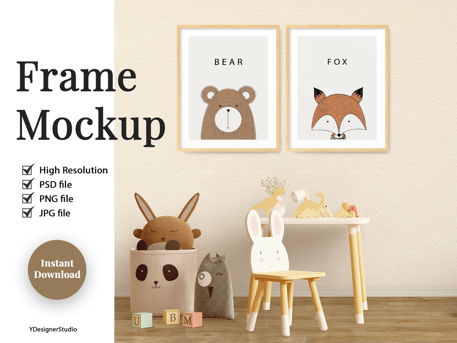 Download Nursery Frame Mockup Kids Room Mockup Set Wood Frame Mockup | Etsy