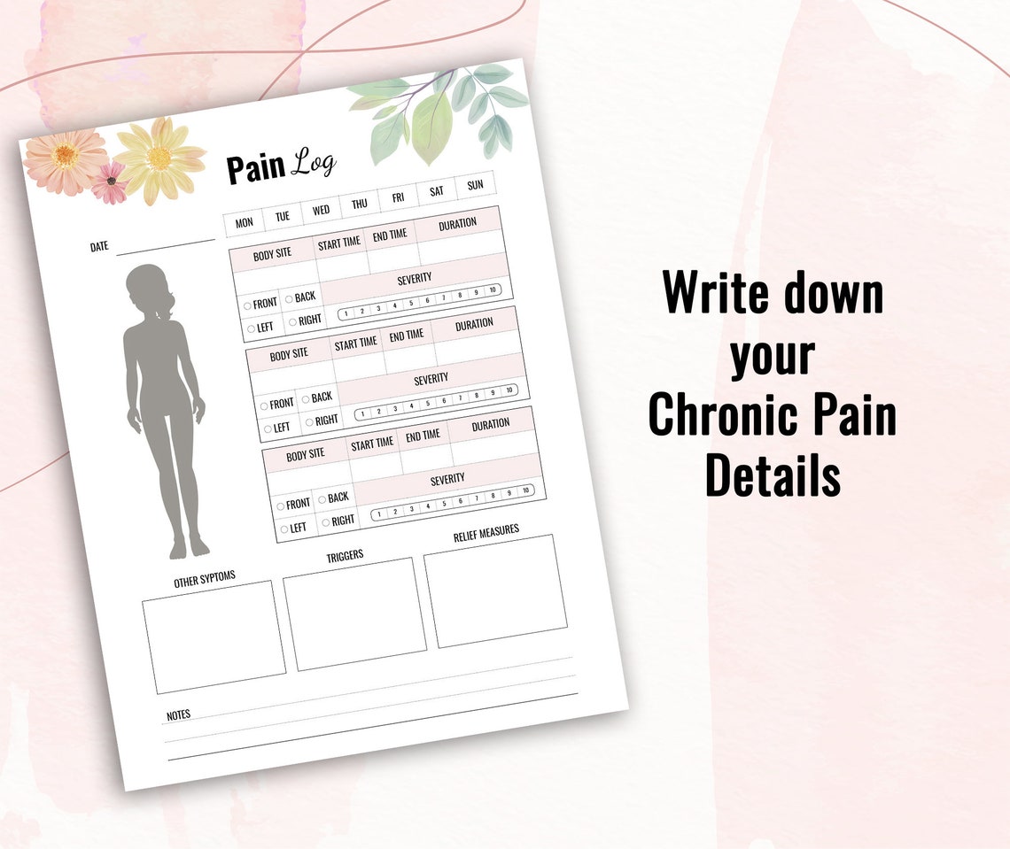 Pain Tracker Printable Pain Log Chronic Pain Tracker | Etsy